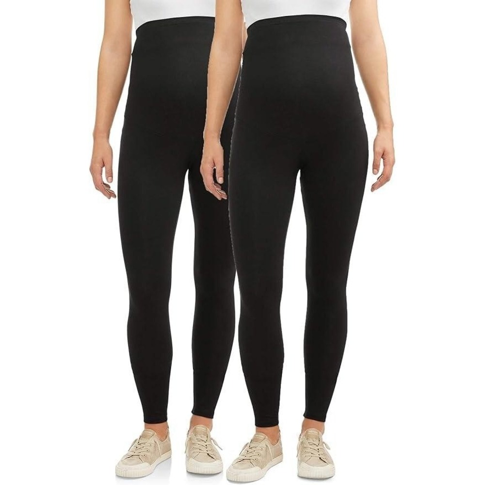 Rumor Has It Maternity High Waisted Support Leggings Black Faux Leather Size M